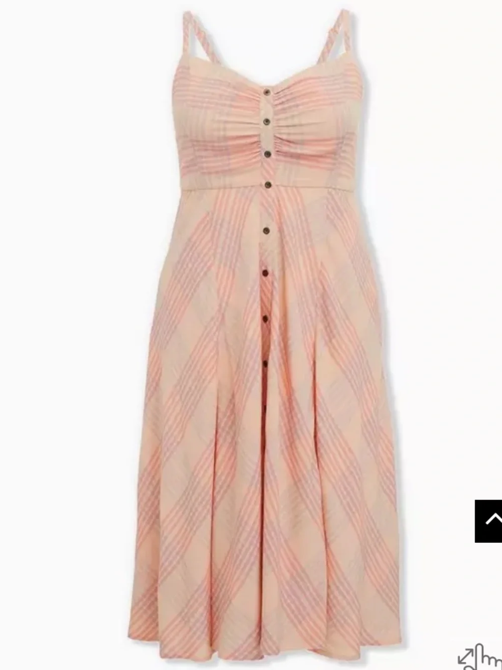 torrid Peach Plaid Challis Button-Front Midi Dress Size 1X Sleeveless - Picture 5 of 16
